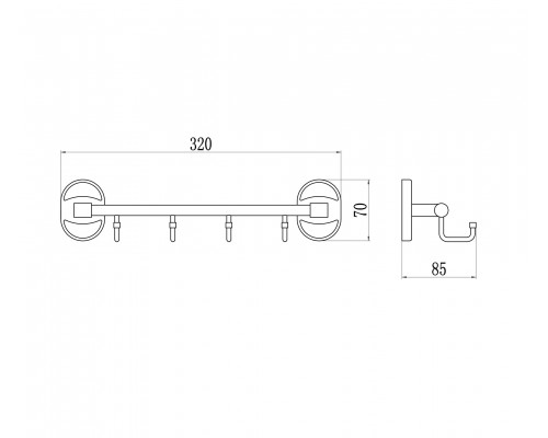 Планка с крючками (4 крючка) Savol S-008204-1 Планка с крючками (4 крючка) Savol S-008204-1