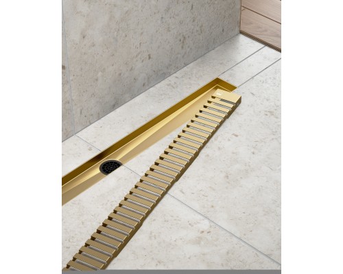 Душевой лоток TIMO Drain System 800 с вставкой "lines", Золото матовое (DS230108/17) Душевой лоток TIMO Drain System 800 с вставкой "lines", Золото матовое (DS230108/17)
