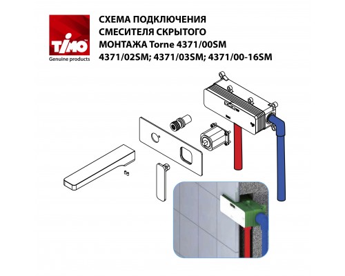 Смеситель для раковины встроенный Timo Torne хром белый (4371/00-16SM) Смеситель для раковины встроенный Timo Torne хром белый (4371/00-16SM)