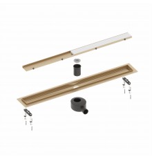 Душевой лоток TIMO Drain System 1000 с двусторонней панелью "plate" под плитку, Золото матовое (DS230210/17)