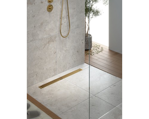 Душевой лоток TIMO Drain System 800 с вставкой "lines", Золото матовое (DS230108/17) Душевой лоток TIMO Drain System 800 с вставкой "lines", Золото матовое (DS230108/17)