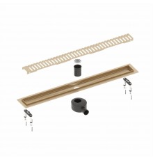 Душевой лоток TIMO Drain System 700 с вставкой "lines", Золото матовое (DS230107/17)