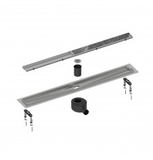 Душевой лоток TIMO Drain System 600 с двусторонней панелью "plate" под плитку, Сатин (DS230206/01)
