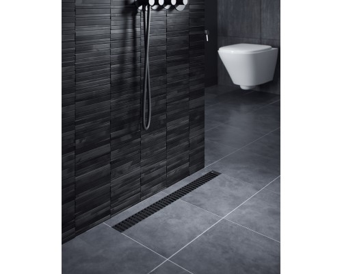 Душевой лоток TIMO Drain System 600 с вставкой "lines", Чёрный (DS230106/03)