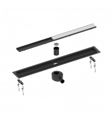 Душевой лоток TIMO Drain System 600 с двусторонней панелью "plate" под плитку, Чёрный (DS230206/03)