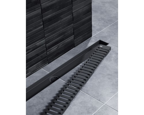 Душевой лоток TIMO Drain System 600 с вставкой "lines", Чёрный (DS230106/03)