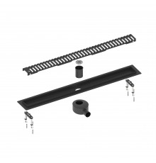Душевой лоток TIMO Drain System 600 с вставкой "lines", Чёрный (DS230106/03)