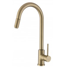 Смеситель VODA "Vessel Gold" для кухни, R-излив вытяжной, золотой (VSL519G)