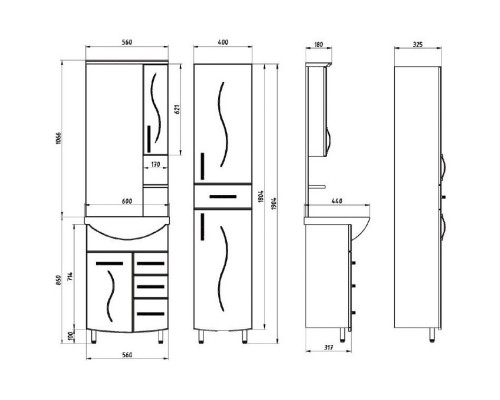 Зеркальный шкаф 56x106,6 см белый ASB-Mebel Грета