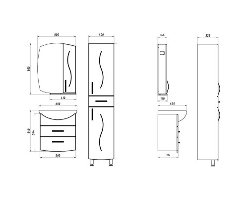 Зеркальный шкаф 60x80 см белый ASB-Mebel Грета