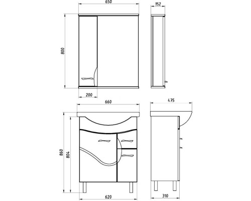 Зеркальный шкаф 65x80 см белый ясень L ASB-Mebel Альфа