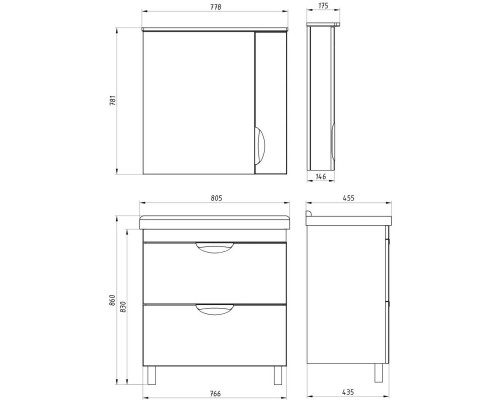 Зеркальный шкаф 77,8x78,1 см белый ASB-Mebel Миранда