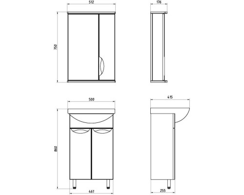 Комплект мебели белый 51 см ASB-Mebel Мессина