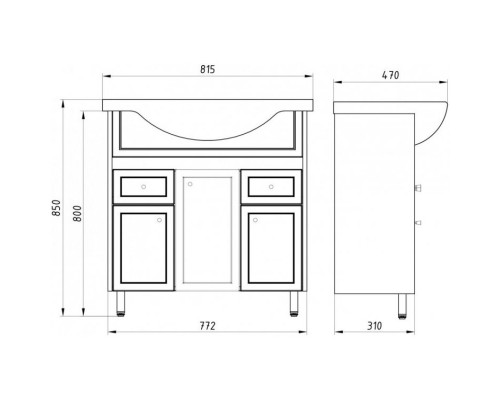 Комплект мебели белое дерево 80 см ASB-Mebel Орхидея