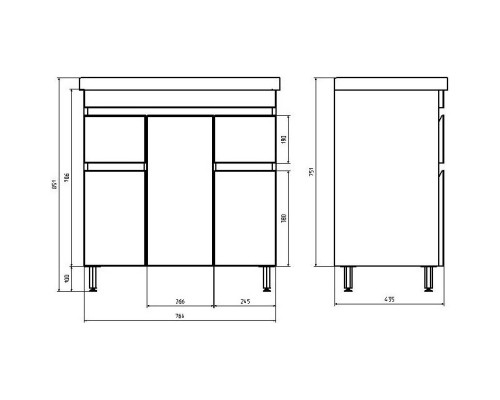 Тумба с раковиной белый/дуб золотой 80,5 см ASB-Mebel Марко