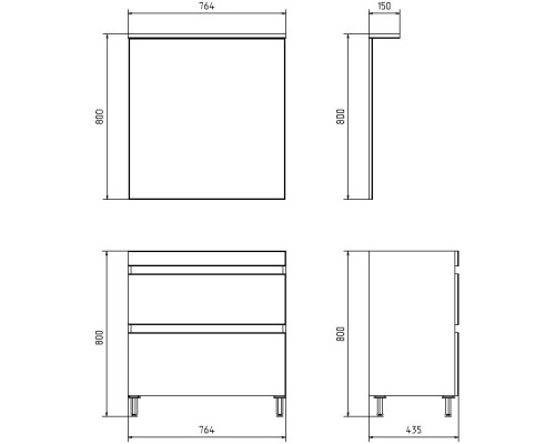 Комплект мебели светлый орех 81 см ASB-Mebel Коста