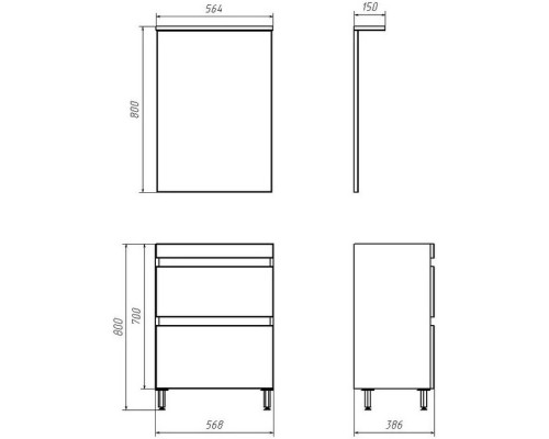 Тумба ясень белый 56,8 см ASB-Mebel Коста