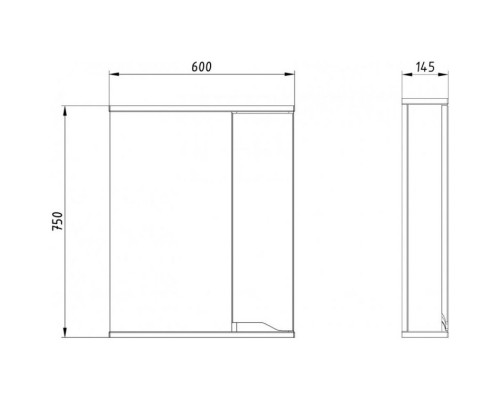 Зеркальный шкаф 60x75 см белый R ASB-Mebel Бари