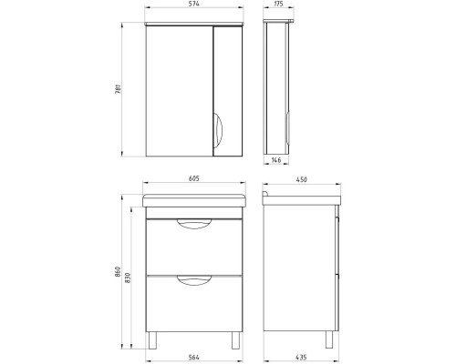 Тумба белый 56,4 см ASB-Mebel Миранда