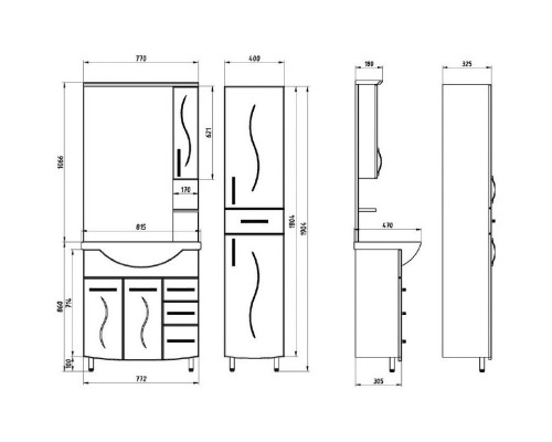 Тумба с раковиной белый 80 см ASB-Mebel Грета