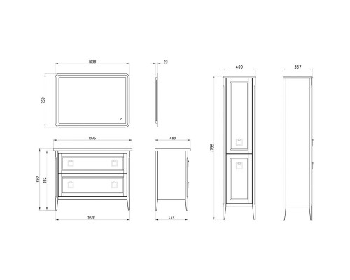 Тумба белый матовый 103,8 см ASB-Woodline Рома 4607947231946