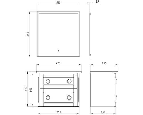 Тумба белый матовый 74,4 см ASB-Woodline Рома 4607947232097