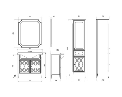 Зеркало 78x95 см молочный ASB-Woodline Миа 4607947232011