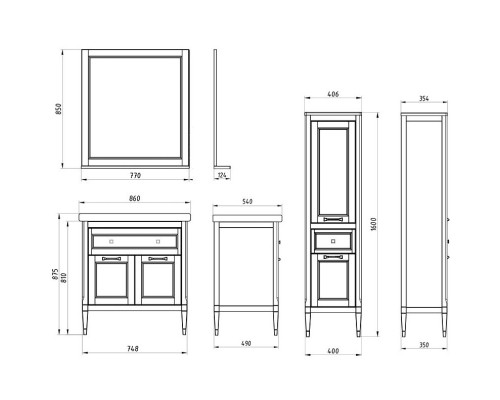 Тумба белый серебряная патина 74,8 см ASB-Woodline Гранда 4607947230581