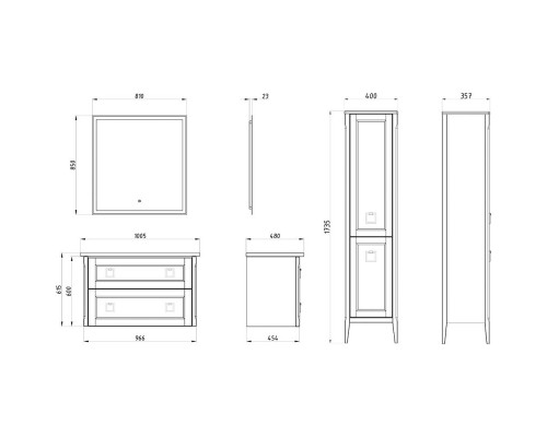 Пенал напольный белый матовый R ASB-Woodline Рома 4607947232073