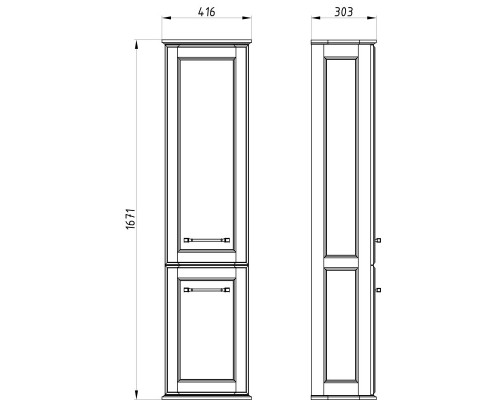 Пенал подвесной белый серебряная патина R ASB-Woodline Венеция 4607947232417