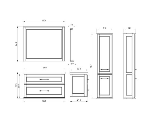 Зеркало 100x84 см белый серебряная патина ASB-Woodline Венеция 4607947232370