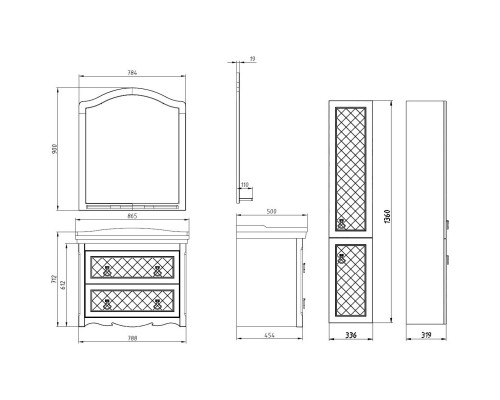 Тумба слоновая кость 78,8 см ASB-Woodline Верано 4607947232448