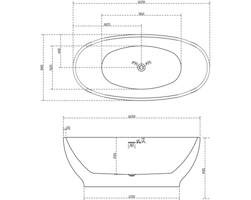 Акриловая ванна 165x80 см Abber AB9207MB