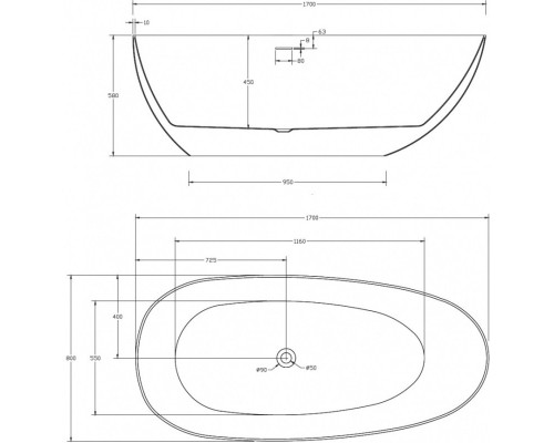 Акриловая ванна 170x80 см Abber AB9211MB