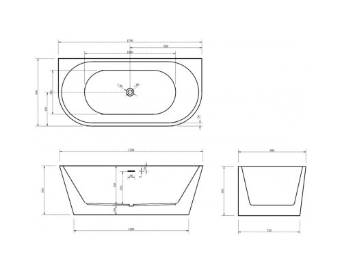 Акриловая ванна 170x80 см Abber AB9216-1.7MB