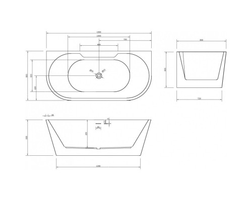 Акриловая ванна 150x80 см Abber AB9296-1.5