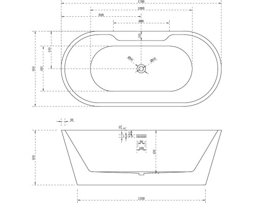 Акриловая ванна 170x80 см Abber AB9299-1.7