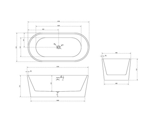 Акриловая ванна 170x80 см Abber AB9209