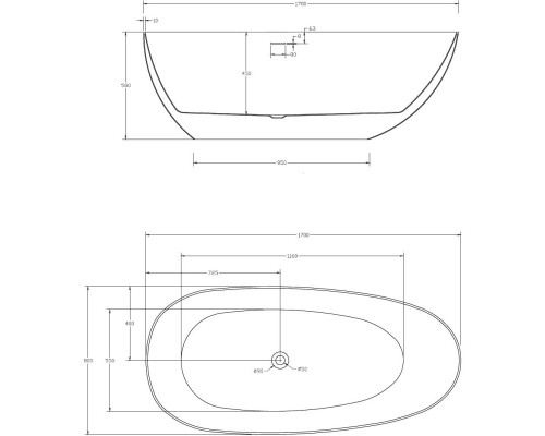 Акриловая ванна 170x80 см Abber AB9211