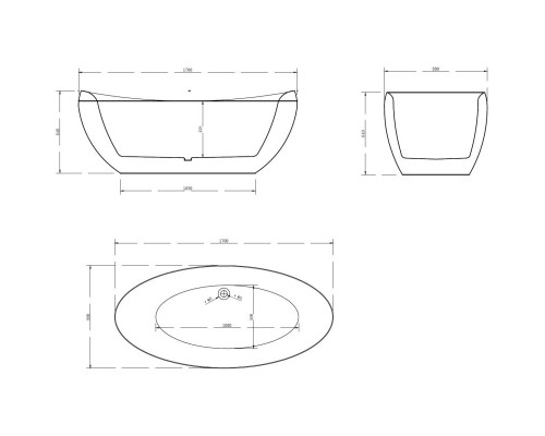 Акриловая ванна 170x80 см Abber AB9236