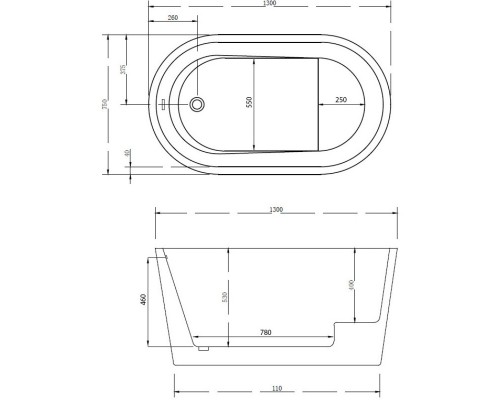 Акриловая ванна 130x75 см Abber AB9277