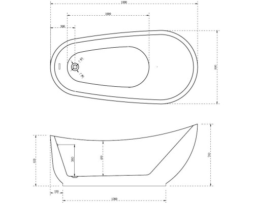 Акриловая ванна 180x89 см Abber AB9288