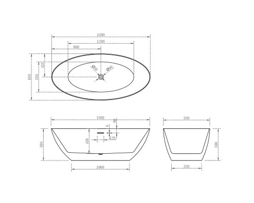 Акриловая ванна 180x85 см Abber AB9374-1.8