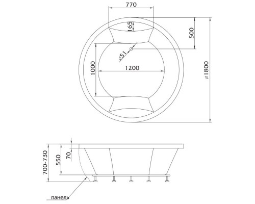 Акриловая ванна 180x180 см Aima Design Omega New 01омн1818