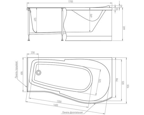 Акриловая ванна 170x92 см Alex Baitler Orta ORTA R 170*92