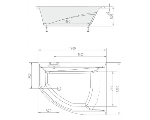 Акриловая ванна 170x130 см R Alpen Tandem A07611