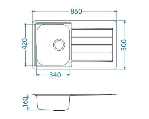 Кухонная мойка Alveus Line 20 NAT полированная сталь 1065560