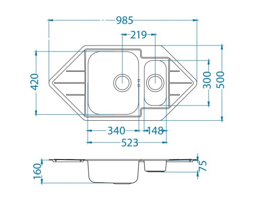 Кухонная мойка Alveus Line 40 NAT полированная сталь 1065674