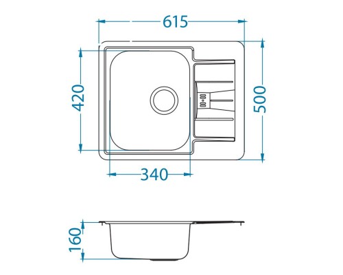 Кухонная мойка Alveus Line 60 NAT полированная сталь 1065681