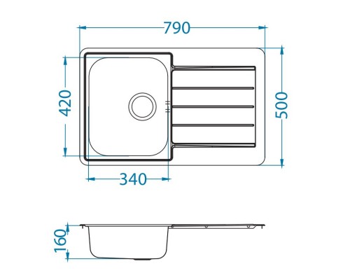 Кухонная мойка Alveus Line 80 NAT полированная сталь 1066750